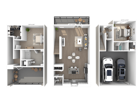 Floor plan for 2 beds, 2.5 baths, 1548 sqft